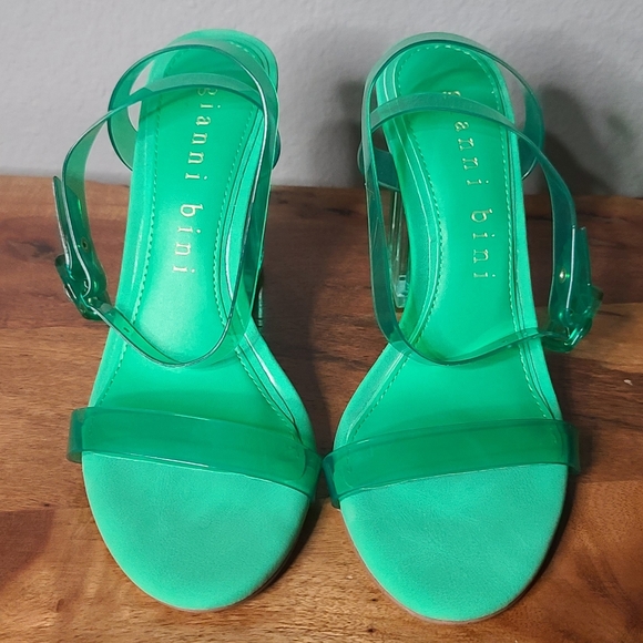 Gianni Bini Liyra Green Clear Jelly Ankle Strap Block Heel Sandals - Picture 4 of 7